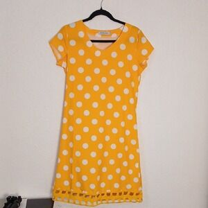 MISSLOOK Cotton Yellow and White Polka Dot Top